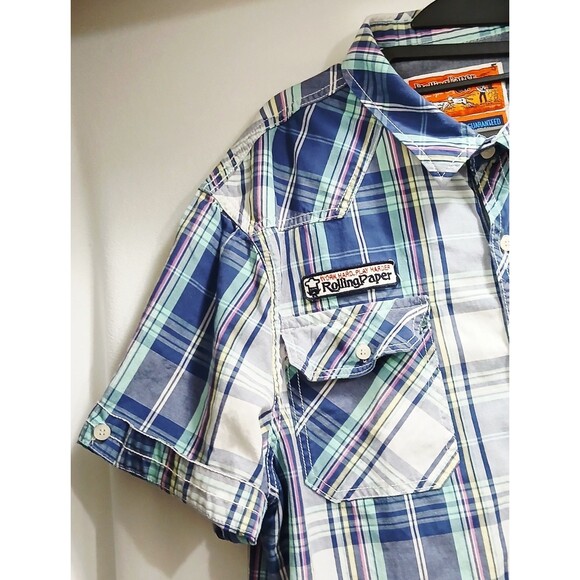 Men’s 2XL Plaid Western Shirt Snap Button Pockets Rolling Paper Co Work Harder - Picture 3 of 10